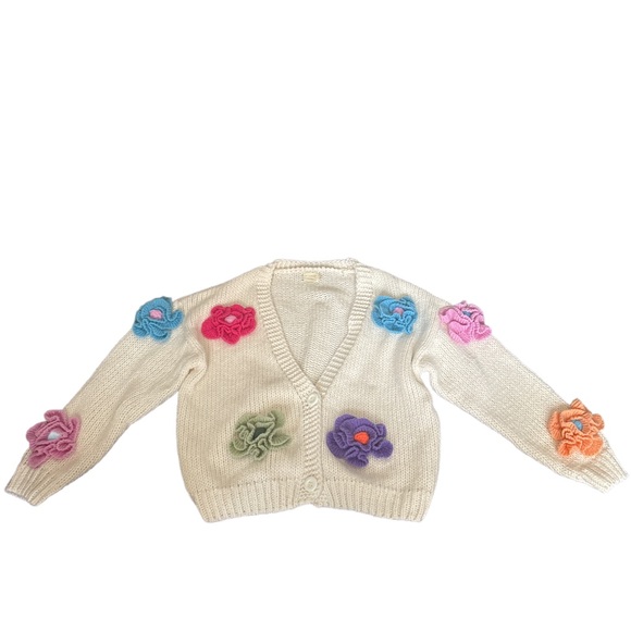 Floral Embellished White Cardigan - Picture 3 of 5